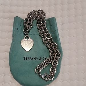 Authentic Tiffany & co .925 heart charm necklace